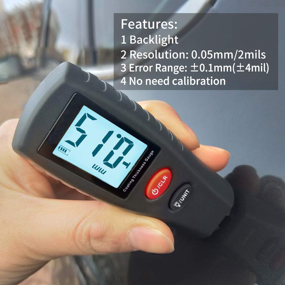 True Sense Digital Thickness Gauge Meter, Car Painting Test Gauge, YNB-100S