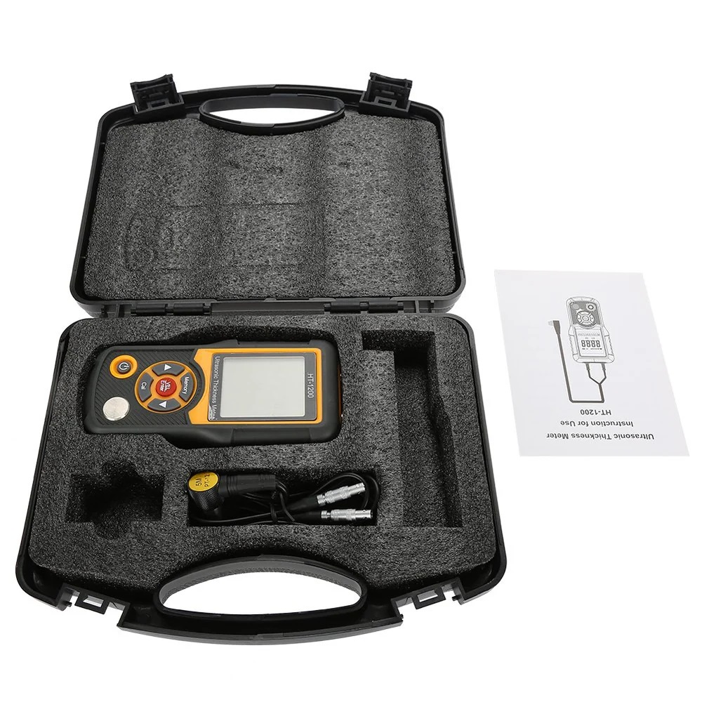 Ultrasonic Thickness Gauge Meter Steel Thickness Tester 1.2-225mm Range 0.1mm Resolution, HT-1200