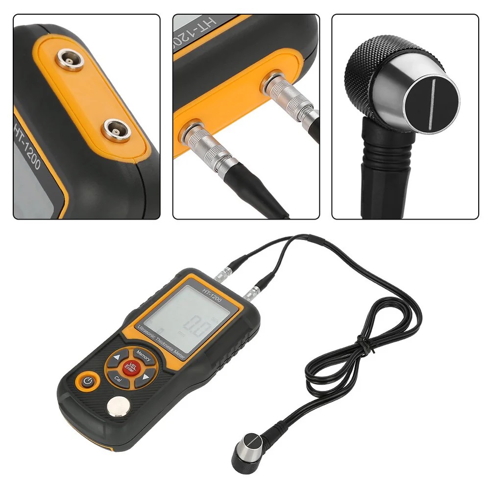 Ultrasonic Thickness Gauge Meter Steel Thickness Tester 1.2-225mm Range 0.1mm Resolution, HT-1200