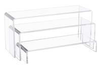 Rasper Clear Acrylic Display Risers 3 Tier Step Organizer Stands For Collectibles Cosmetics Perfumes Jewelry Cupcakes Figures Shoes & Dessert Display Acrylic 3 Step Tray For Shop Counter(set Of 3 Pcs)