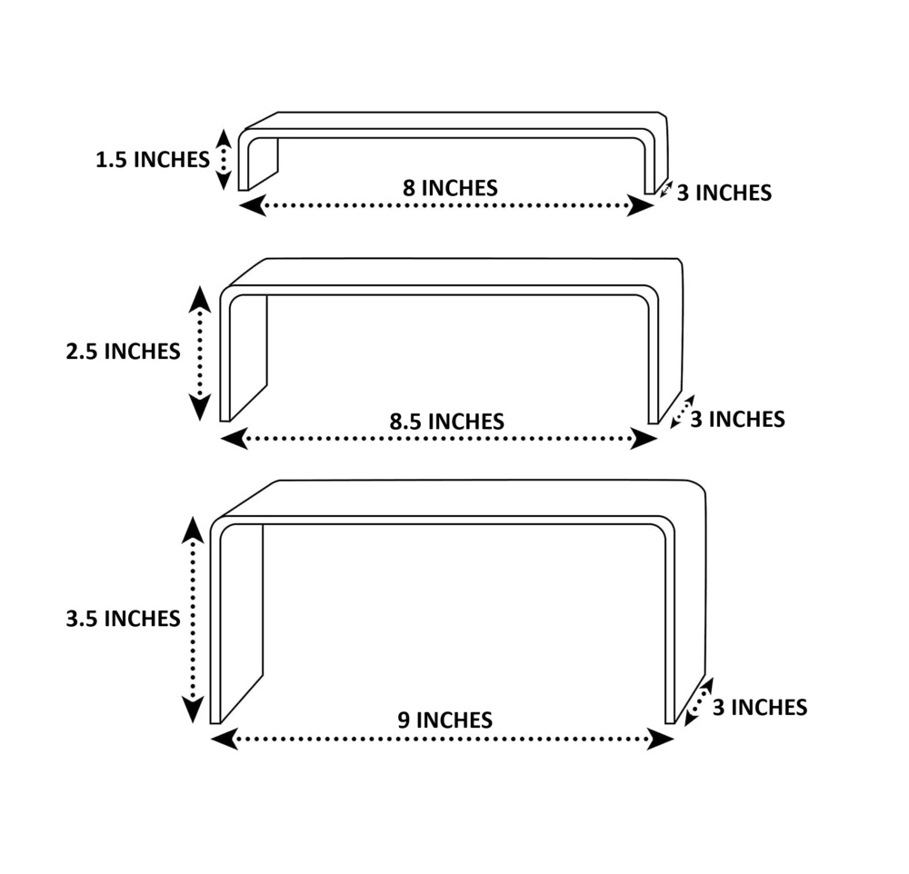 Rasper Clear Acrylic Display Risers 3 Tier Step Organizer Stands for Collectibles Cosmetics Perfumes Jewelry Cupcakes Figures Shoes & Dessert Display Acrylic 3 Step Tray For Shop Counter(Set Of 3 Pcs)