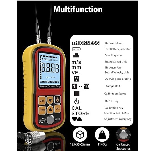 True Sense GM100 1.2-220mm Ultrasonic Thickness Gauge Steel Width Testing Monitor, GM-100