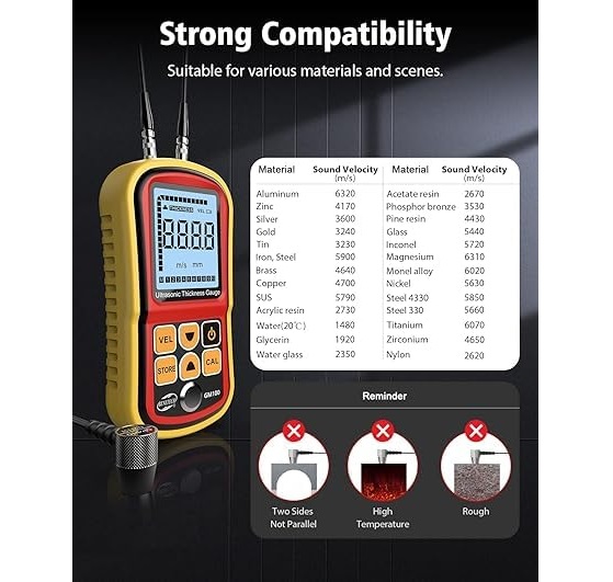 True Sense GM100 1.2-220mm Ultrasonic Thickness Gauge Steel Width Testing Monitor, GM-100