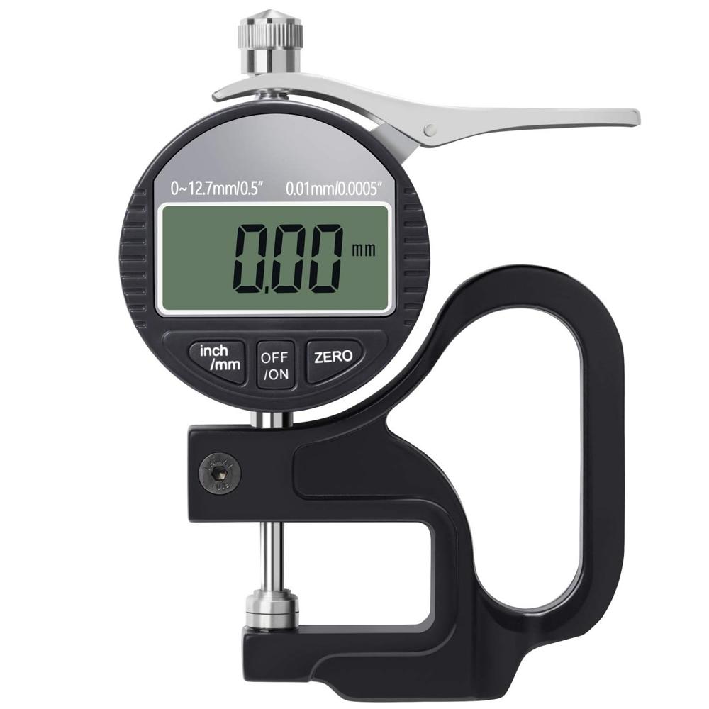 True Sense Electronic Digital Dial Thickness Gauge 0-12.7mm - Stainless Steel & Plastic, 0.01mm Accuracy, Lcd Display, Zero Setting