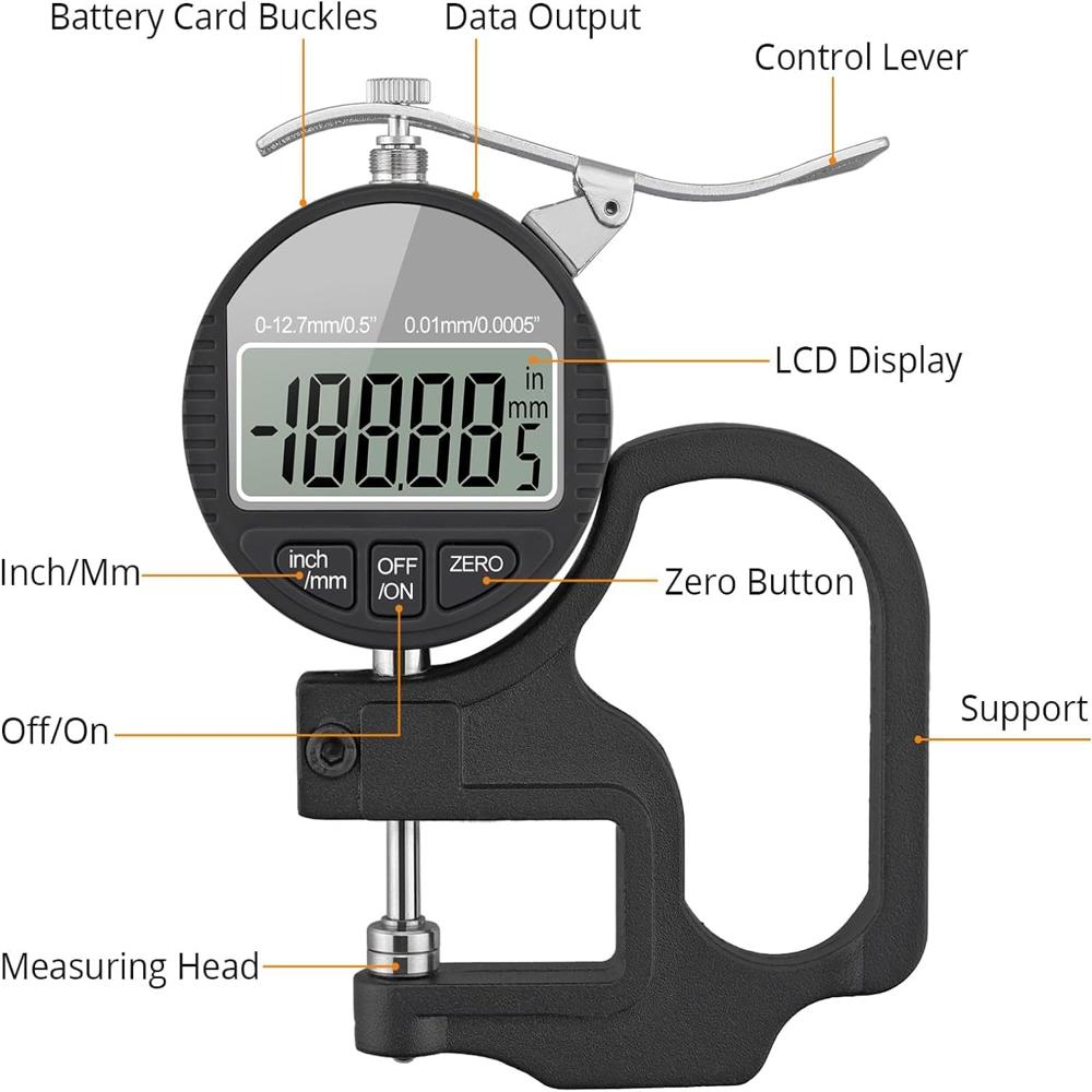 True Sense Electronic Digital Dial Thickness Gauge 0-12.7mm - 0.01 mm, DTG-01