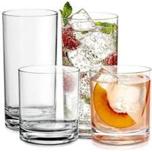 Crystal Clear Acrylic Water Glass Set Durable Lightweight Plastic Tumblers for Home and Travel Use