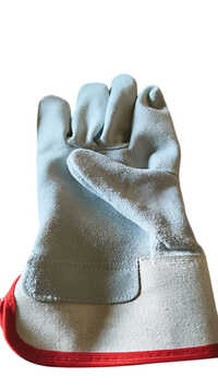 Rigger Leather Safety Gloves - Color: Natural/beige With Yellow Cuff
