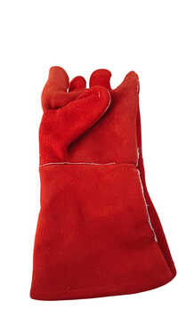 Red Split Leather Welding Gloves - Pattern: Plain