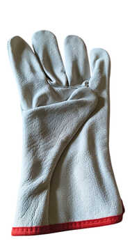 White Leather Industrial Safety Gloves - Pattern: Plain