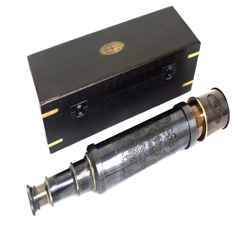 RHD 8347 Nautical Brass Telescope With Wooden Box