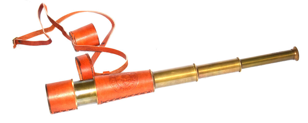Handcrafted Antique Brass Nautical Telescope  47 cm Extendable Spyglass with Wooden Box | Vintage Maritime Gift