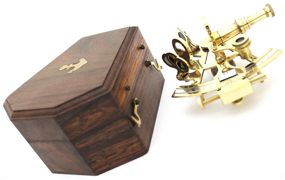 Antique Brass Nautical Sextant with Wooden Box | Vintage Marine Navigation Instrument | Gift Collectible