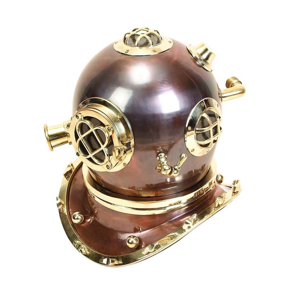 Antique Brass Nautical Diving Helmet | Vintage Marine Diver Helmet Decor | Collectible Showpiece