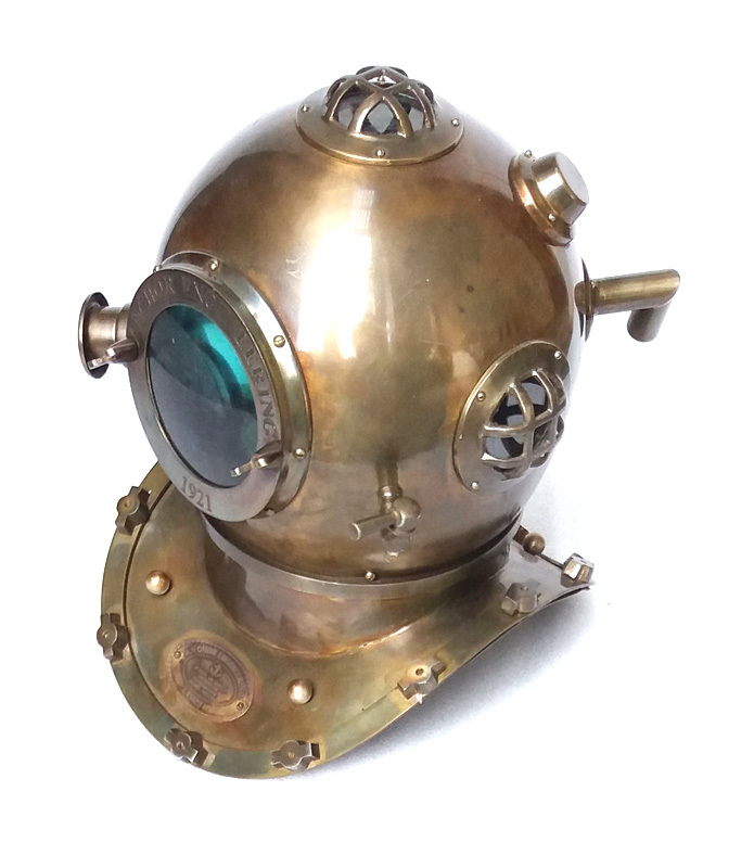 Antique Brass Nautical Diving Helmet | Vintage Marine Diver Helmet Decor | Collectible Showpiece