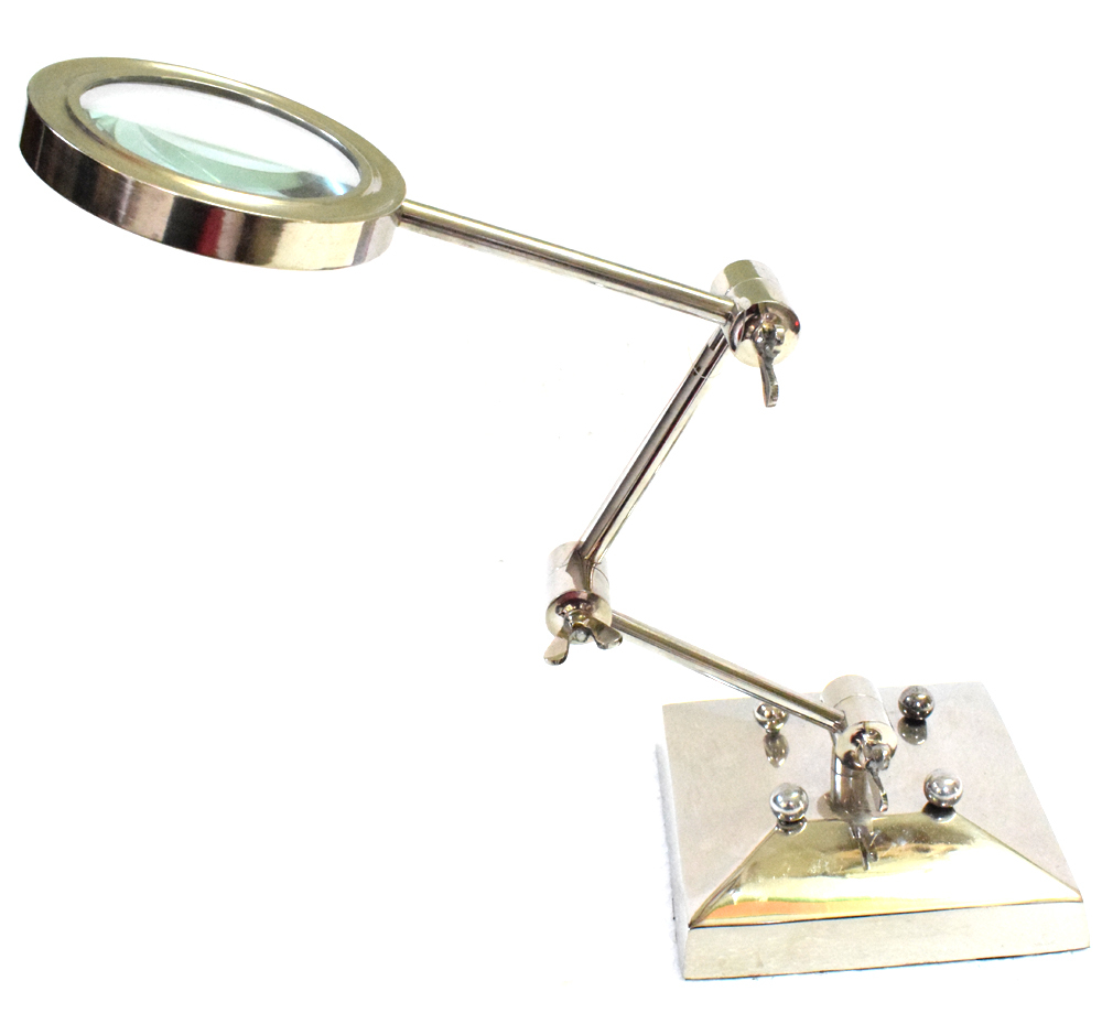 Antique Brass Table Zig-Zag Magnifying Glass | Adjustable Desk Magnifier | Vintage Nautical Reading Lens