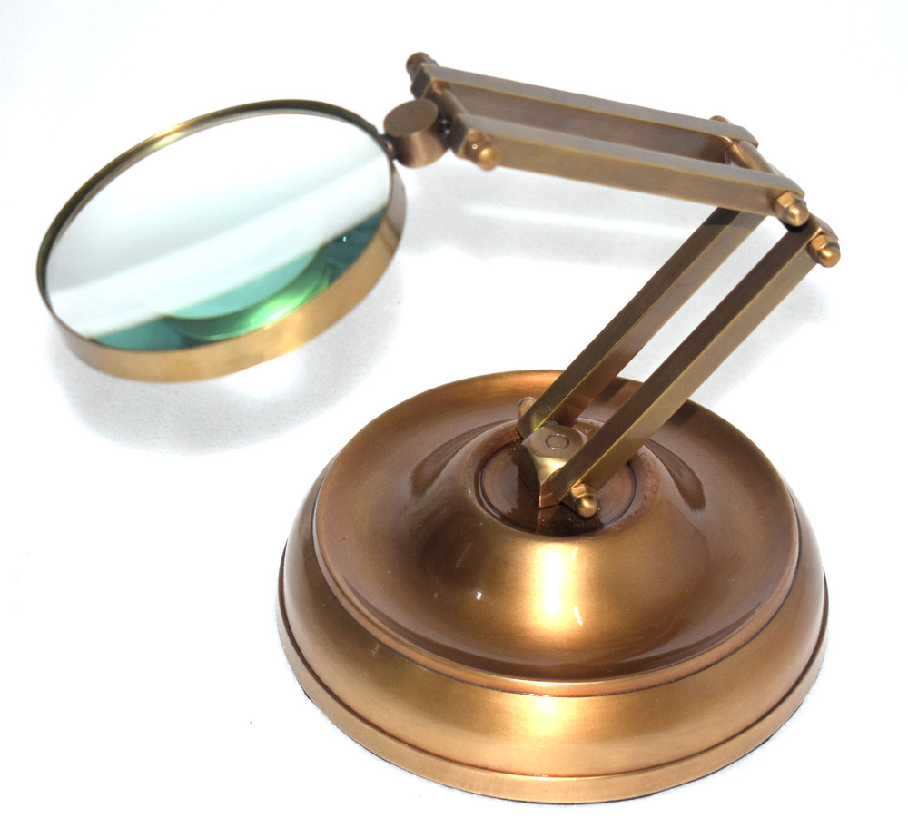Antique Brass Magnifying Glass | Vintage Handheld Reading Magnifier | Nautical Desk Decor Gift