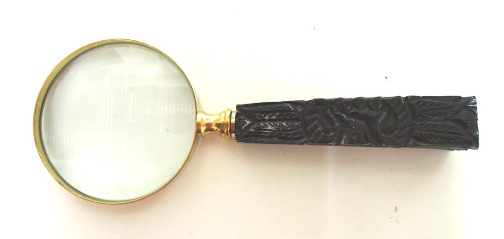 Antique Brass Magnifying Glass | Vintage Handheld Reading Magnifier | Nautical Desk Decor Gift