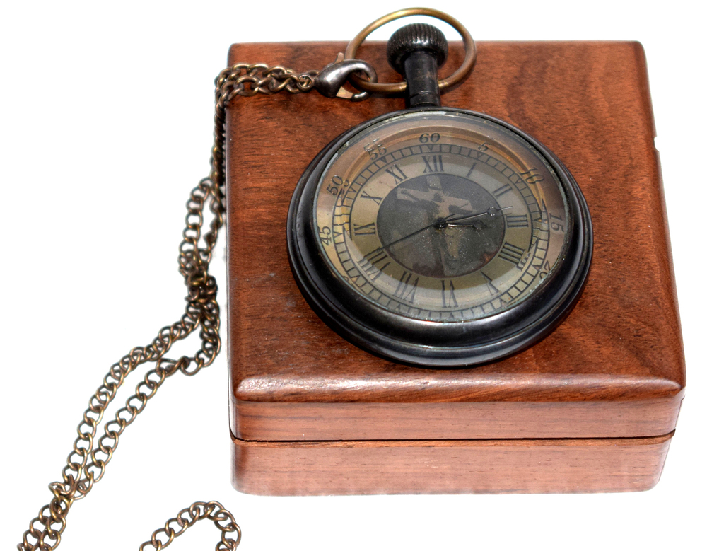 Antique Brass Pocket Watch with Chain | Vintage Classic Timepiece | Elegant Gift Collectible