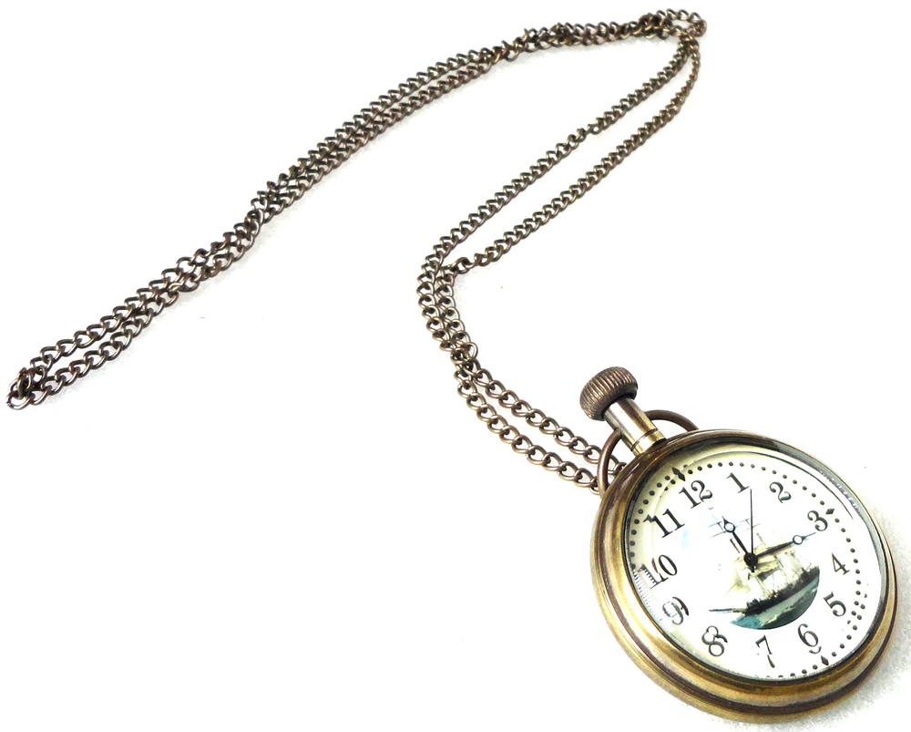 Antique Brass Pocket Watch with Chain | Vintage Classic Timepiece | Elegant Gift Collectible