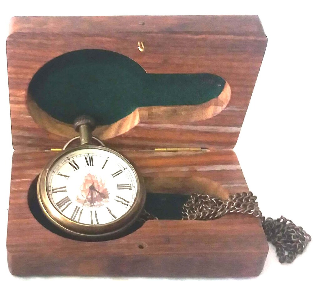 Antique Finish Brass Pocket Watch with Chain | Vintage Classic Timepiece | Elegant Gift Collectible