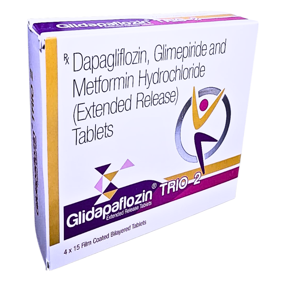 Dapagliflozin 10mg, Glimepiride 2mg & Metformin Hydrochloride 500mg  Tablets - Brand Name: Glidapaflozin Trio 2