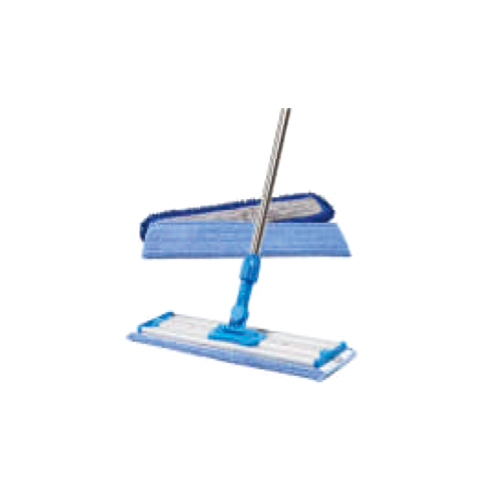 SSHK-DM-M Dry Mop - Microfiber 150x40x9 cm Blue and White | Adjustable Stainless Steel Handle Quick-Drying Washable Velcro Pad