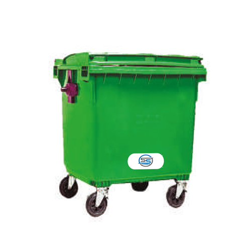 SSDB-660 Pure Virgin HDPE Dustbin - 660 Litres Green 1360x770x1200 mm | UV Resistant Double-Lid Lock Leak-Proof 4 Rubber Wheels