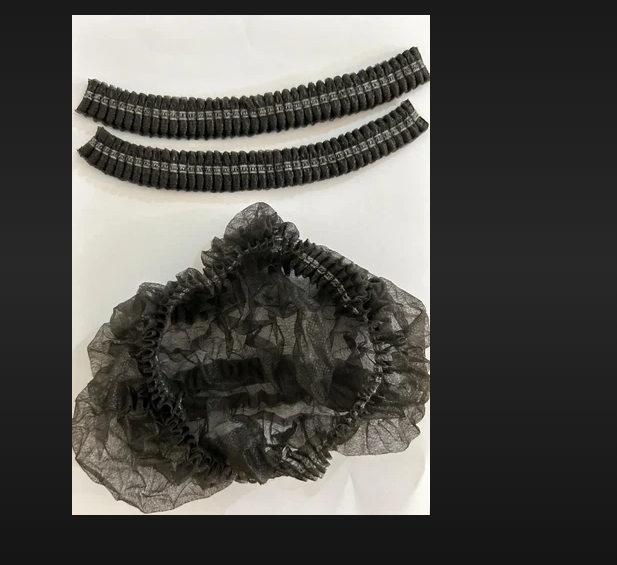 Bouffant Cap Black - Non-woven Fabric, Adjustable Fit | Lightweight, Breathable Design, Ideal For Food Service And Medical Environments