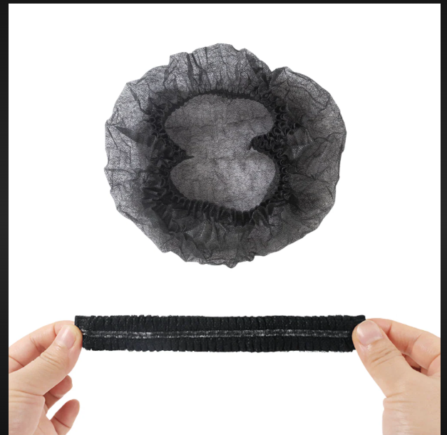 Bouffant Cap Black - Non-woven Fabric, Adjustable Fit | Lightweight, Breathable Design, Ideal For Food Service And Medical Environments