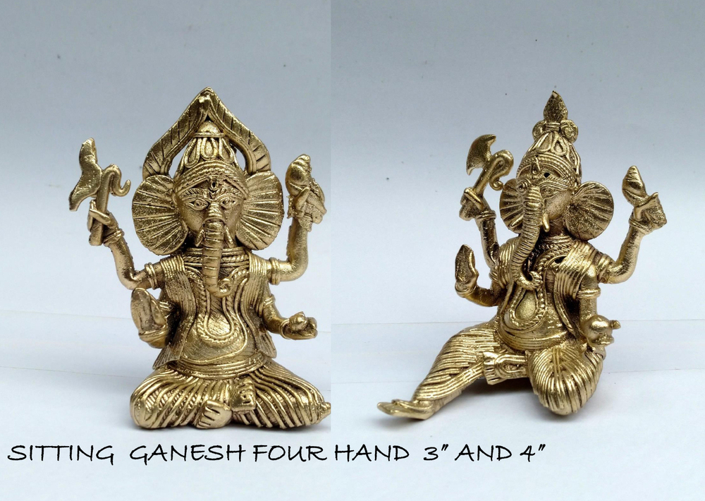 4 Inch Four Hand Sitting Ganesh Ji Statue