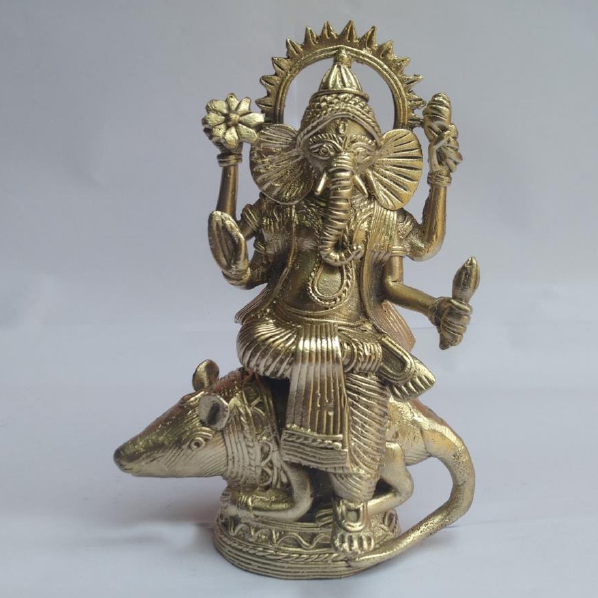 6.5 Inch Sitting Ganesh Ji On Mouse Statue