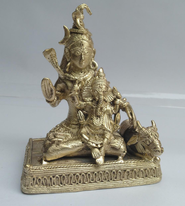5.5 Inch Sitting Shiv Ji With Ganesh Ji Statue