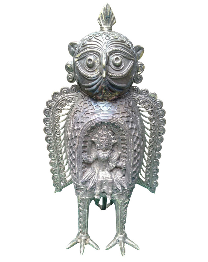 8 Inch Laxmi Ji On Owl Chest Statue