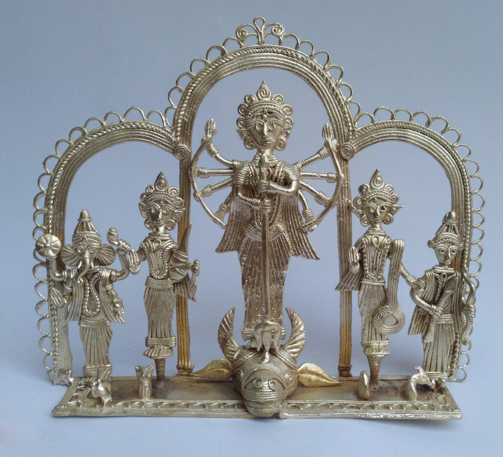 9x7 Inch Folk Durga Ji With Jali Statue