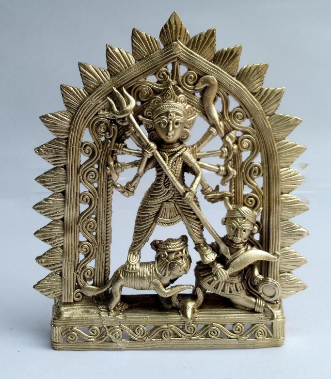 6x5 Inch Plate Durga Mahismardini Statue