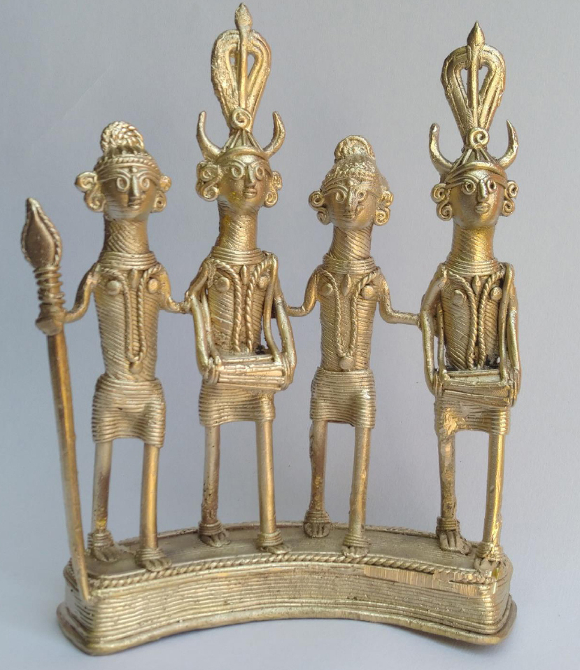 7 Inch Adivasi Four Figure Statue