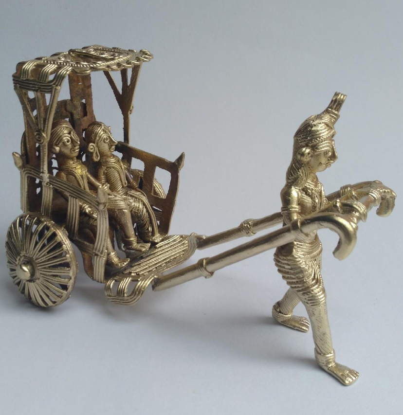 7x5 Inch Brass Rickshaw Statue