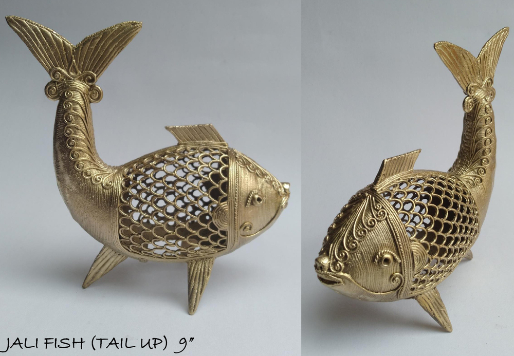 9 Inch Jali Fish Tail Up Statue