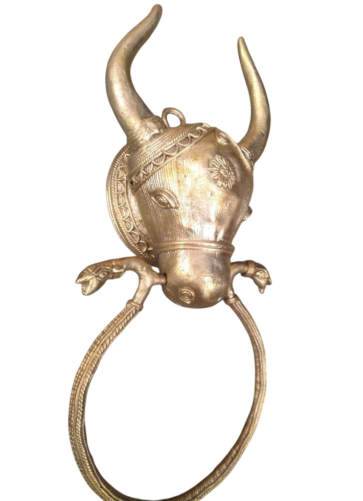5 Inch Brass Bull Towel Hanger Statue