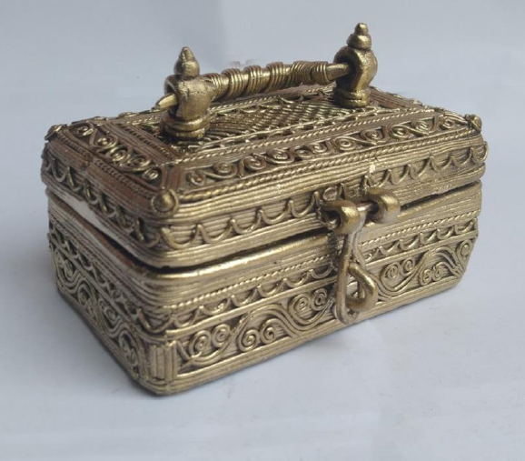 4x2.2 Inch Brass Ornament Box