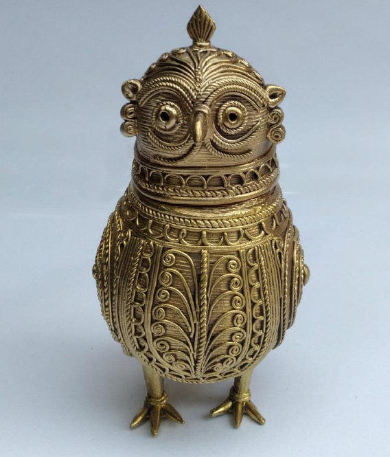 9.5 Inch Brass Owl Box