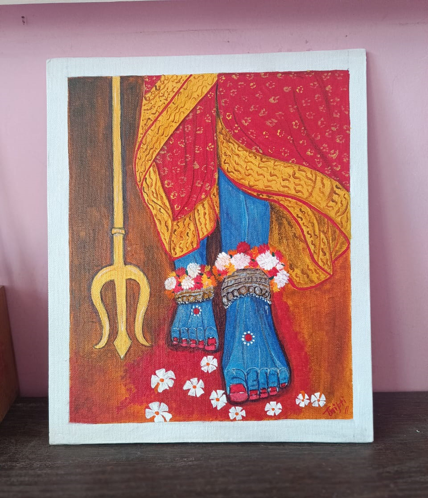 Charan Madhubani Canvas Painting Frame