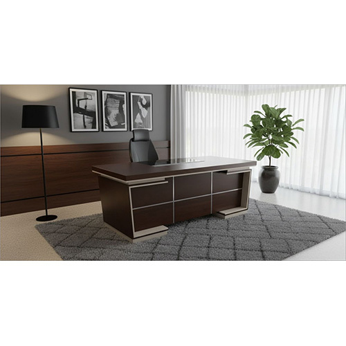 Executive Table - Color: Walnut Brown And Black