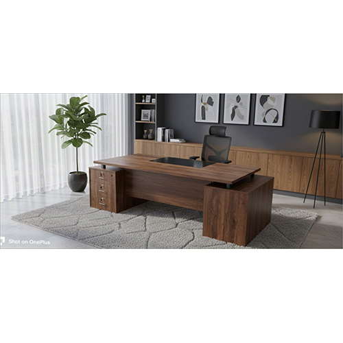Executive Table - Color: Walnut Brown And Black