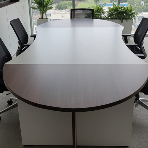 Conference Table - Color: Walnut Brown With Black Base