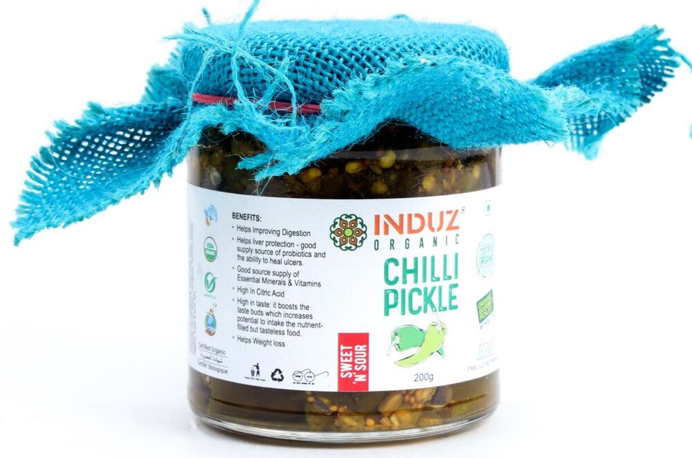 200 GM Organic Green Chilli Sweet N Sour Pickle