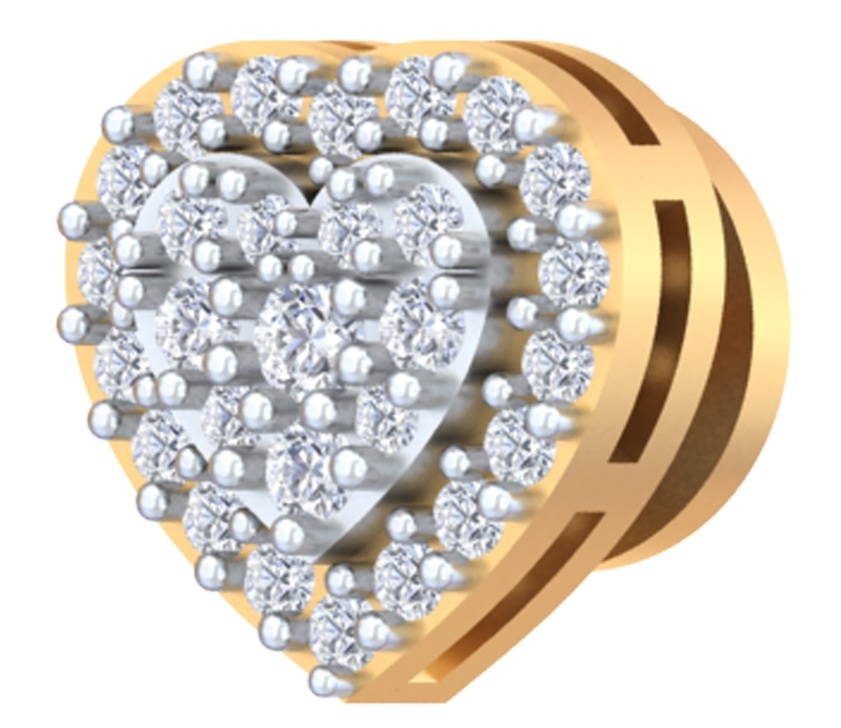 Heart-Shaped Diamond Halo Cluster Stud Earrings