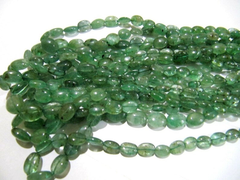 Natural Emerald Oval Plain Smooth Beads Precious Emerald 4x6 to 10x13mm Strand 8 inch long