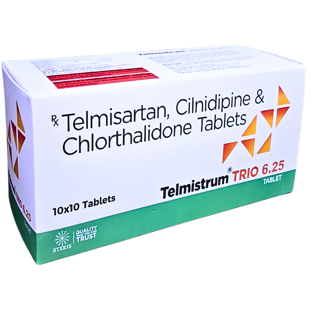 Telmisartan (40mg), Cilnidipine (10mg), Chlorthalidone (6.25mg)
