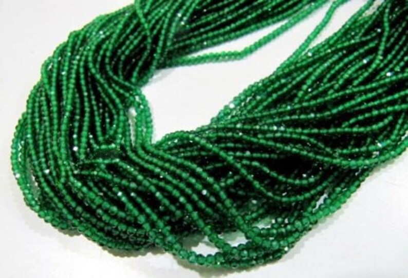 Emerald Round Faceted Beads Perfect 2mm Micro Faceted Lab Created Strand 14 inches long